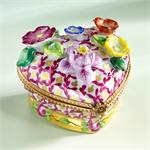 Limoges Museum Heart with 3D Flowers box